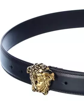 Кожаный ремень Versace La Medusa, черный