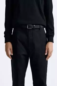 Кожаный ремень ZARA, черный