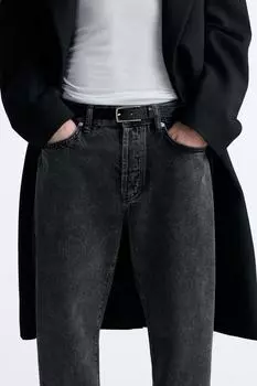 Кожаный ремень ZARA, черный