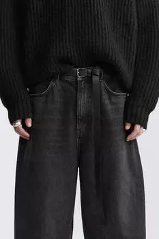 Кожаный ремень ZARA, черный