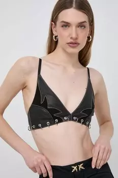 Кожаный топ Pinko, черный