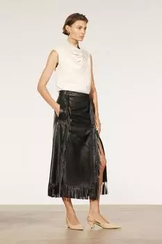Кожаный топ ZARA, светло-бежевый