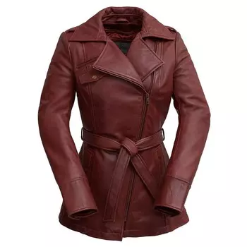 Кожаный тренч белого цвета больших размеров Whet Blu, цвет Oxblood