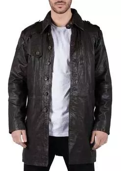 Кожаный тренчкот винтажный TruClothing, коричневый