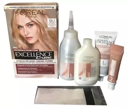 Краситель очень светлый блондин 9U L'oreal Paris, Excellence Nude, L'oral Paris