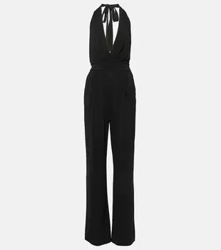 Красивый комбинезон из джерси с воротником-халтер Max Mara, черный