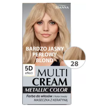 Краска для волос 28 очень светлый жемчужный блондин, 1 упаковка. Joanna Multi cream metallic color, цвет 28 bardzo jasny perowy blond