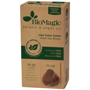Краска для волос глубокий золотистый блондин 77.33, 250 г Biomagic Keratin&Argan oil, цвет zoty blond 77.33