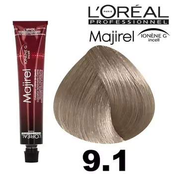 Краска для волос L'Oreal Professionel Majirel 50 мл 9.1 Очень светлый пепельный блондин
