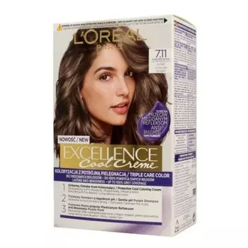 Краска для волос Loreal Excellence Cool Creme Крем-краска 7.11 Ультра Серый Блондин, L'Oreal