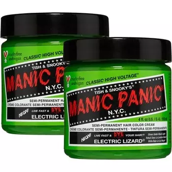 Краска для волос Manic Panic Electric Lizard Classic Creme Vegan, зеленая полуперманентная краска для волос без жестокости, 118 мл