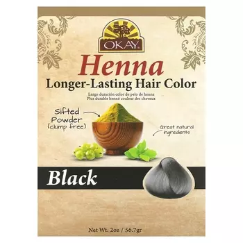 Краска для волос с хной Okay Pure Naturals цвет черный, 56,7 г
