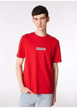 Красная мужская футболка с круглым вырезом MW0MW34373 Tommy Hilfiger, красный
