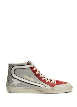 Красно-бежевые мужские кожаные кроссовки slide slide Golden Goose