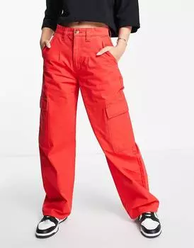 Красные брюки карго оверсайз ASOS DESIGN