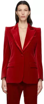 Красный однобортный бархатный пиджак Gucci