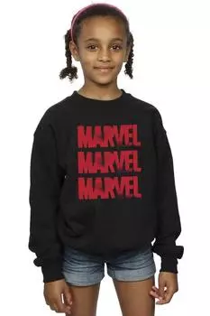 Красный свитшот с логотипом в виде спрея Marvel, черный