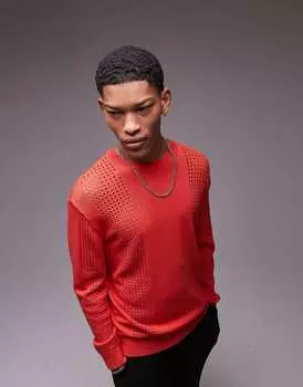 Красный вязаный джемпер в стиле пуантель Topman