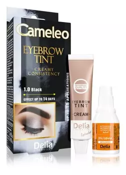 Кремовая, профессиональная краска для бровей без аммиака Delia Cosmetics Cameleo, оттенок 1.0 Black 15 мл