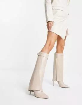Кремовые ботфорты на высоком каблуке ASOS DESIGN