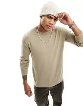 Кремовый джемпер с круглым вырезом Selected Homme