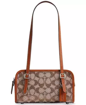 Кристаллы Swing Zip 20 сумка через плечо COACH, коричневый