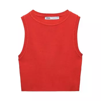 Кроп-топ Zara Knit, красный