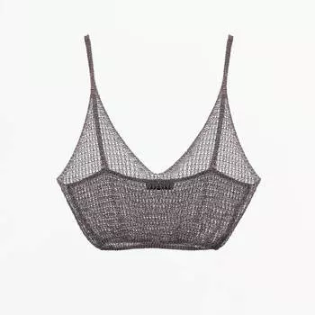 Кроп-топ Zara Metallic Mesh, серый