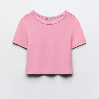 Кроп-топ Zara Short Sleeve, розовый