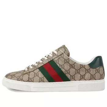 Кроссовки ace sneaker with web 'beige ebony' Gucci, бежевый