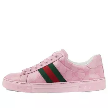 Кроссовки ace sneaker with web 'pink' Gucci, розовый