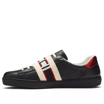 Кроссовки ace stripe leather Gucci, черный