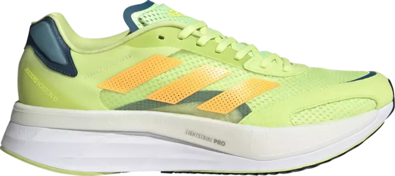 Кроссовки Adidas Adizero Boston 10 'Pulse Lime Flash Orange', зеленый