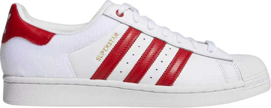 Кроссовки Adidas Superstar 'Velcro Patches - White Scarlet', красный
