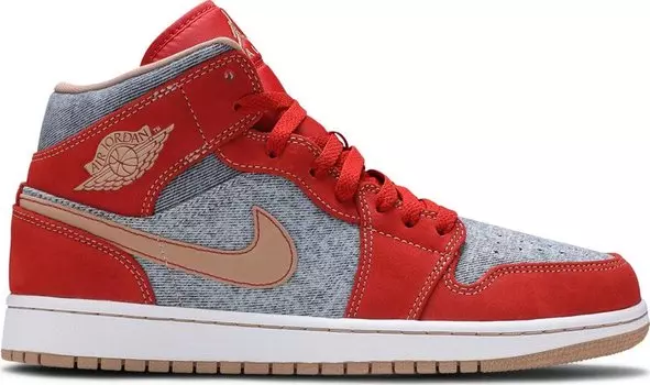 Кроссовки Air Jordan 1 Mid Denim Red, оранжевый