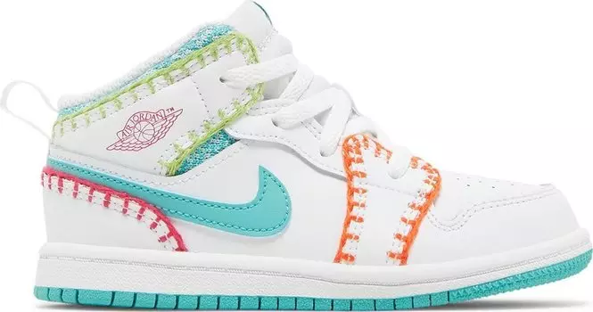 Кроссовки Air Jordan 1 Mid SE TD Multi Knit, белый