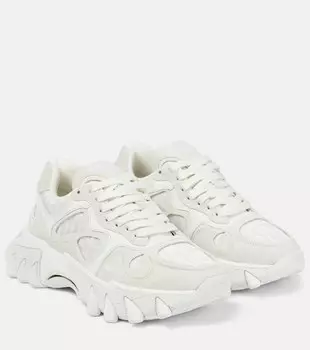 Кроссовки B-East из кожи и замши Balmain, белый