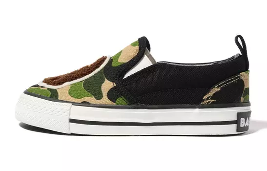 Кроссовки BAPE A BATHING APE Ape Head Slip On Green ABC Camo PS