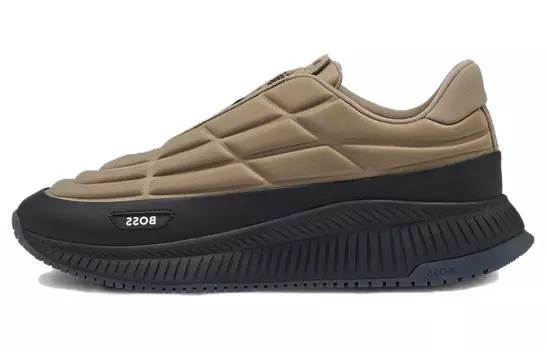 Кроссовки BOSS Logo-patch Padded Sneakers, зеленый/черный