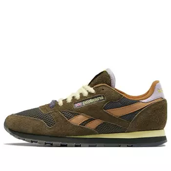 Кроссовки brain dead x classic leather 'fuzzy suede' Reebok, коричневый