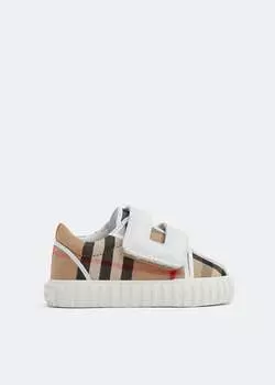 Кроссовки BURBERRY Mark checked sneakers, бежевый