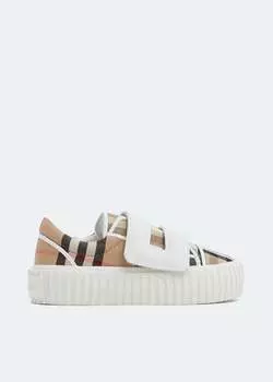 Кроссовки BURBERRY Mark checked sneakers, бежевый