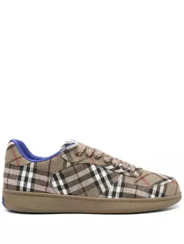 Кроссовки Burberry в клетку, коричневый