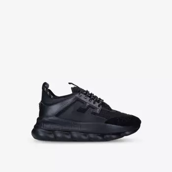 Кроссовки Chain Reaction из кожи и сетки Versace, черный