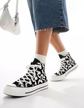 Кроссовки Chuck 70 Hi с черно-белым принтом зебры Converse