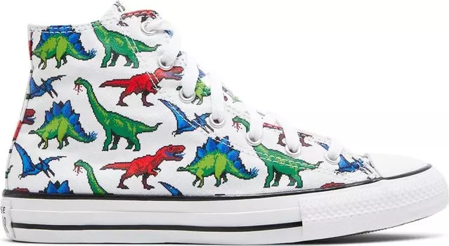 Кроссовки Converse Chuck Taylor All Star High GS 8-Bit Dino, белый