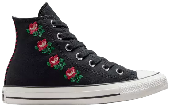 Кроссовки Converse Wmns Chuck Taylor All Star High 'Cross Stitch Roses', черный