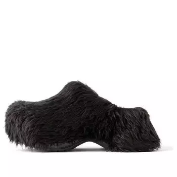 Кроссовки crocs mules 'black fake fur on rubber' Balenciaga, черный