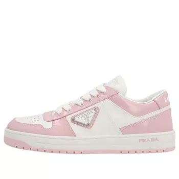 Кроссовки downtown leather sneakers 'white pink' Prada, розовый