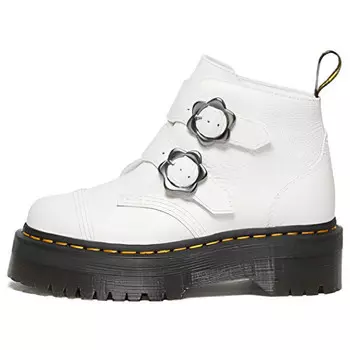Кроссовки dr.martens devon flower buckle leather platform boots 'white black' Dr. Martens, белый